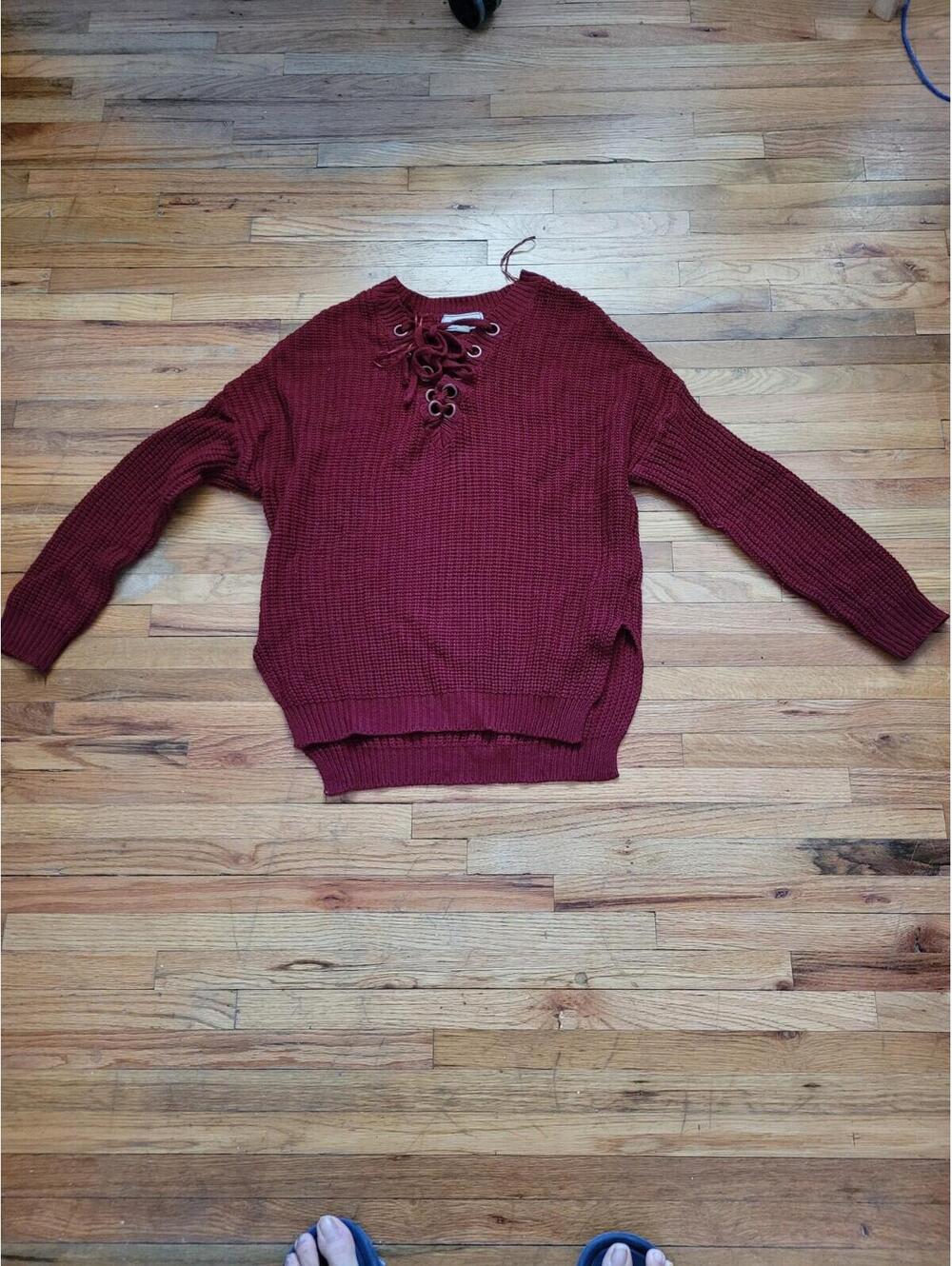 No Comment Sweater NY LA Size S Burgundy